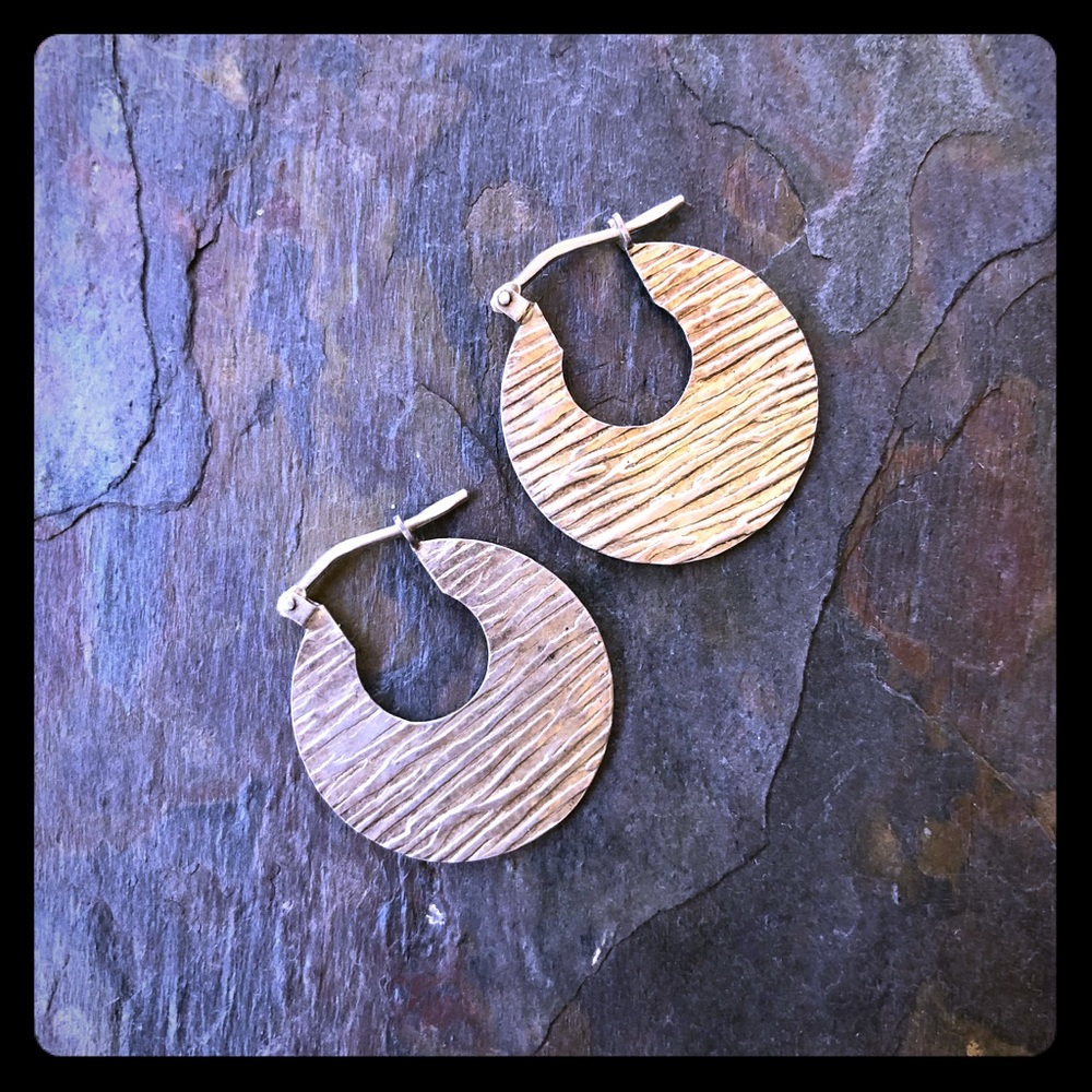 Awesome textured sterling hoops